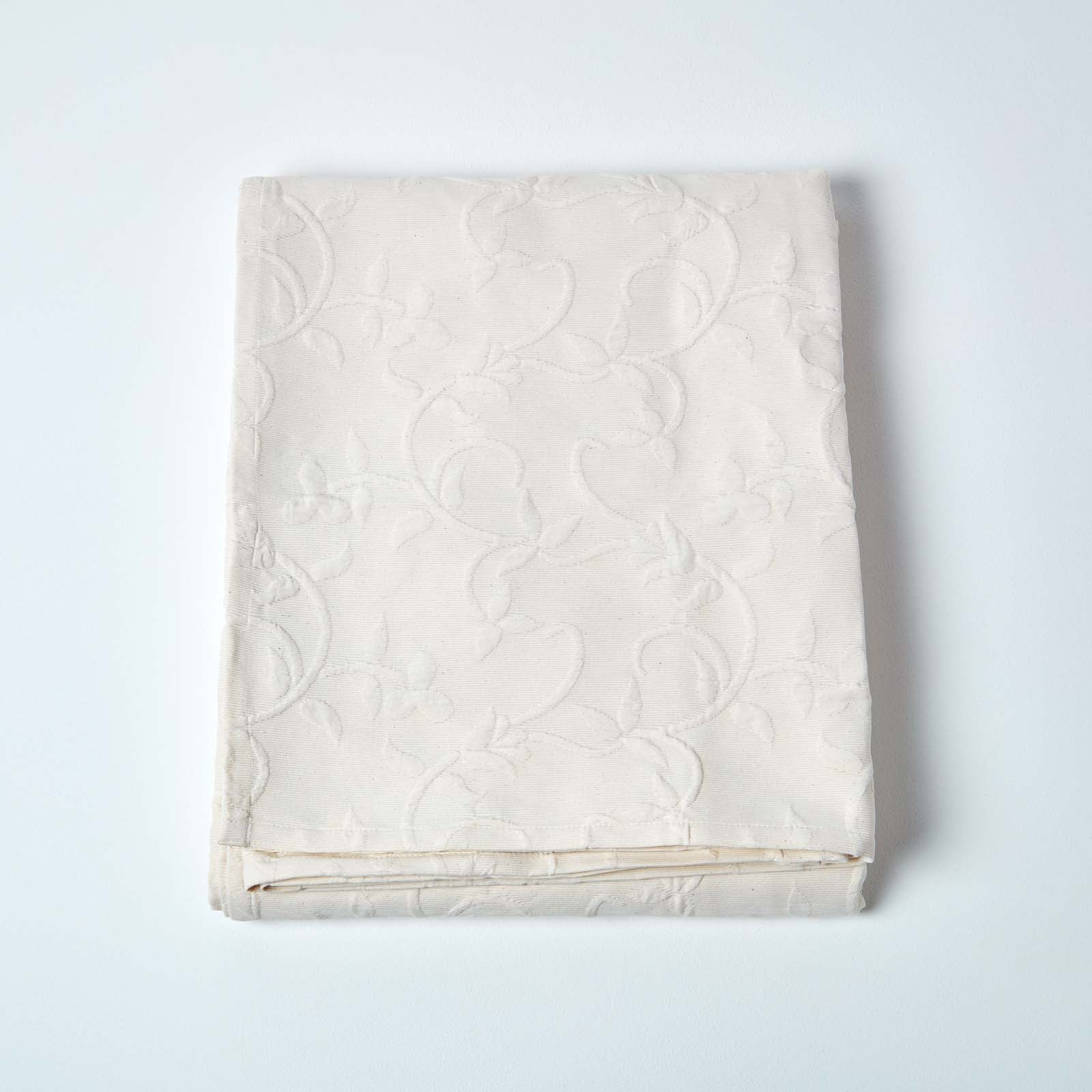 Cotton Rich Floral Metelassé Pattern Bedspread | 230cm x 260cm | Cream