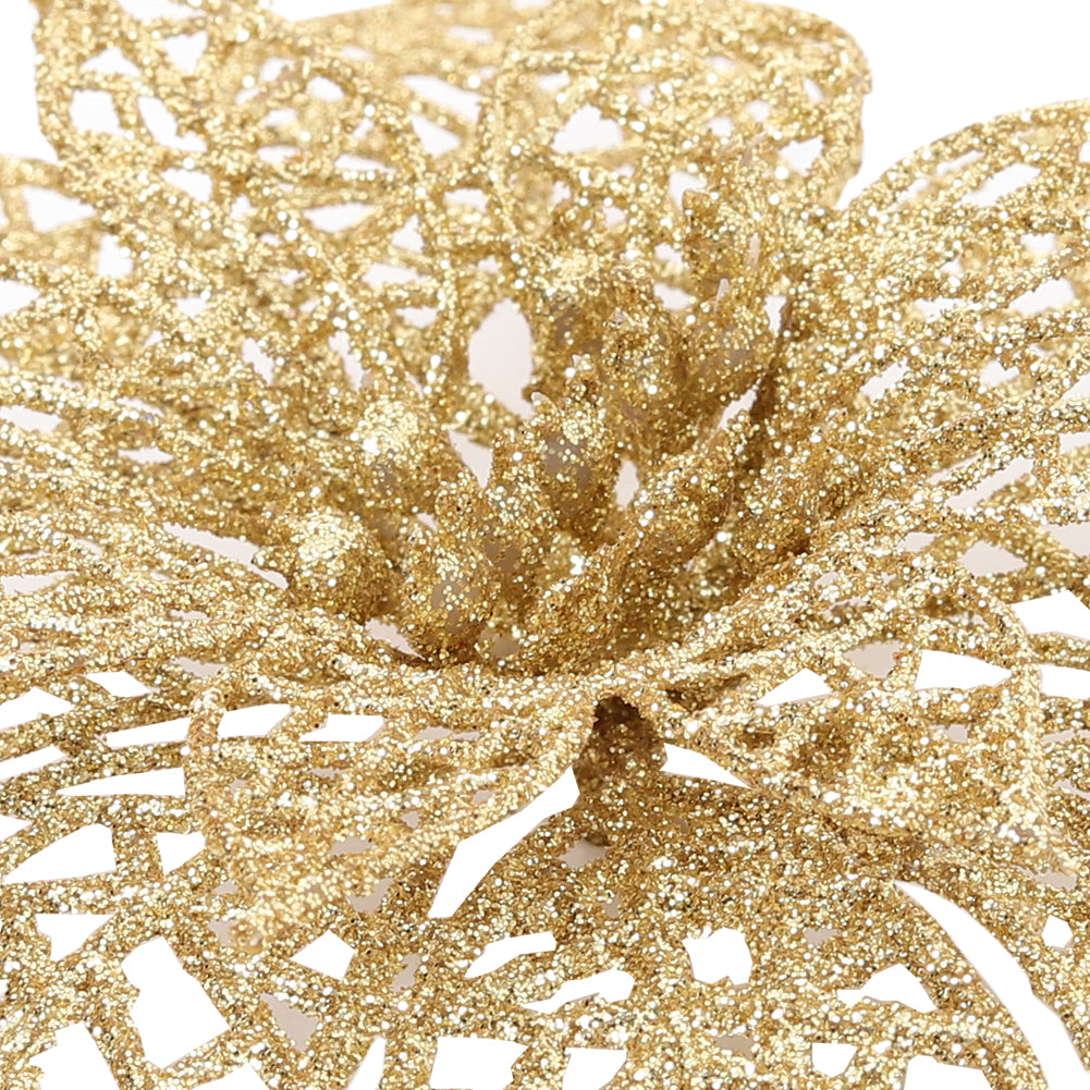 30 Pieces Artificial Christmas Tree Flowers Sequins Poinsettia Decoration Set