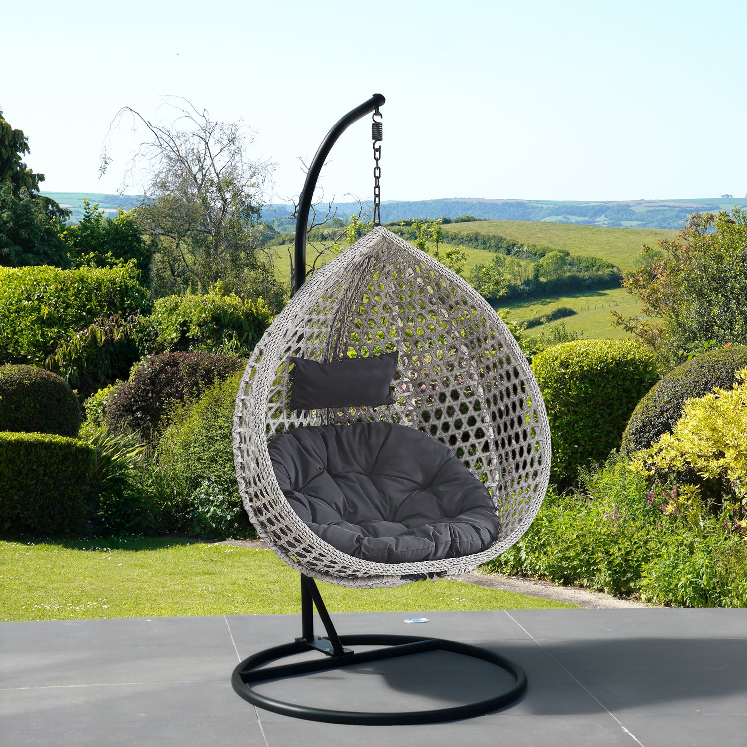 Abingdon Hanging Swing Single Egg Pod Chair | Dark Grey
