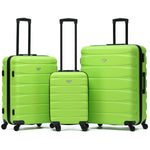 Set Of 3 Hard Shell Suitcase Cabin & Check In Cases With Tsa Lock - Overhead Cabin With Medium & Large Check-in Bag | Set of 3 | Emerald Green