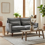 2 Seater Sofa, Modern Loveseat With Spring Cushions, Wide Seat | Grey