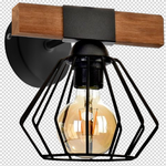 Ulf Hand Made Pendant Lamp Matt Black Cage Natural Wood Rugged Industrial Chic