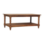 Spindle Coffee Table,1 Big Open Slot, Beige