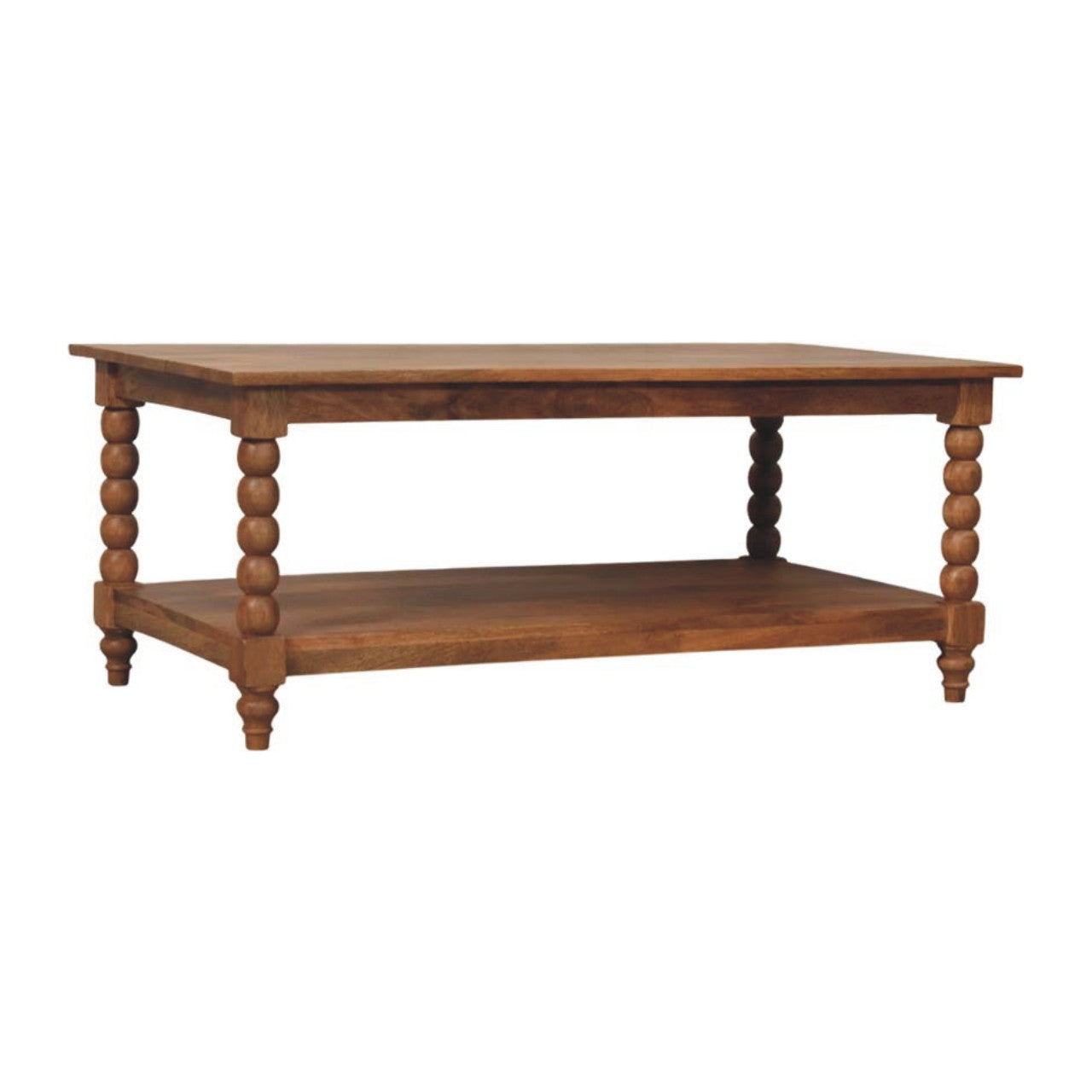 Spindle Coffee Table,1 Big Open Slot, Beige