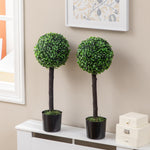Set Of 2 60cm Potted Artificial Plants Boxwood Ball Trees