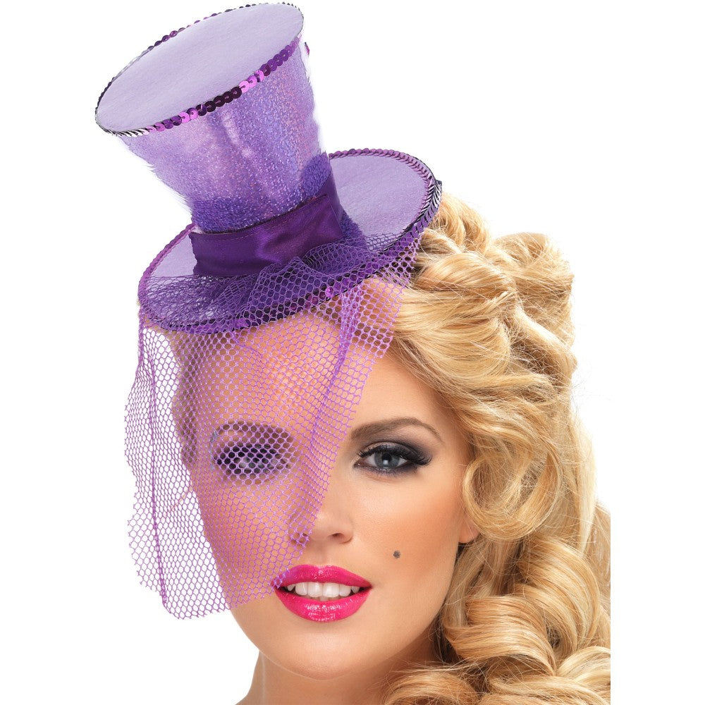 Mini Top Hat On Headband | Purple