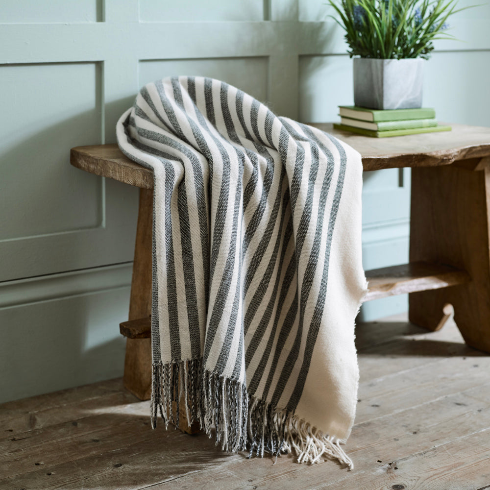 Gorgan Soft Yarn Dyed Jacquard 130x170cm Throw | 130cm x 170cm | Charcoal