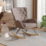 Grey Modern Upholstered Rocking Chair For Living Room Bedroom | One Size | Light Brown
