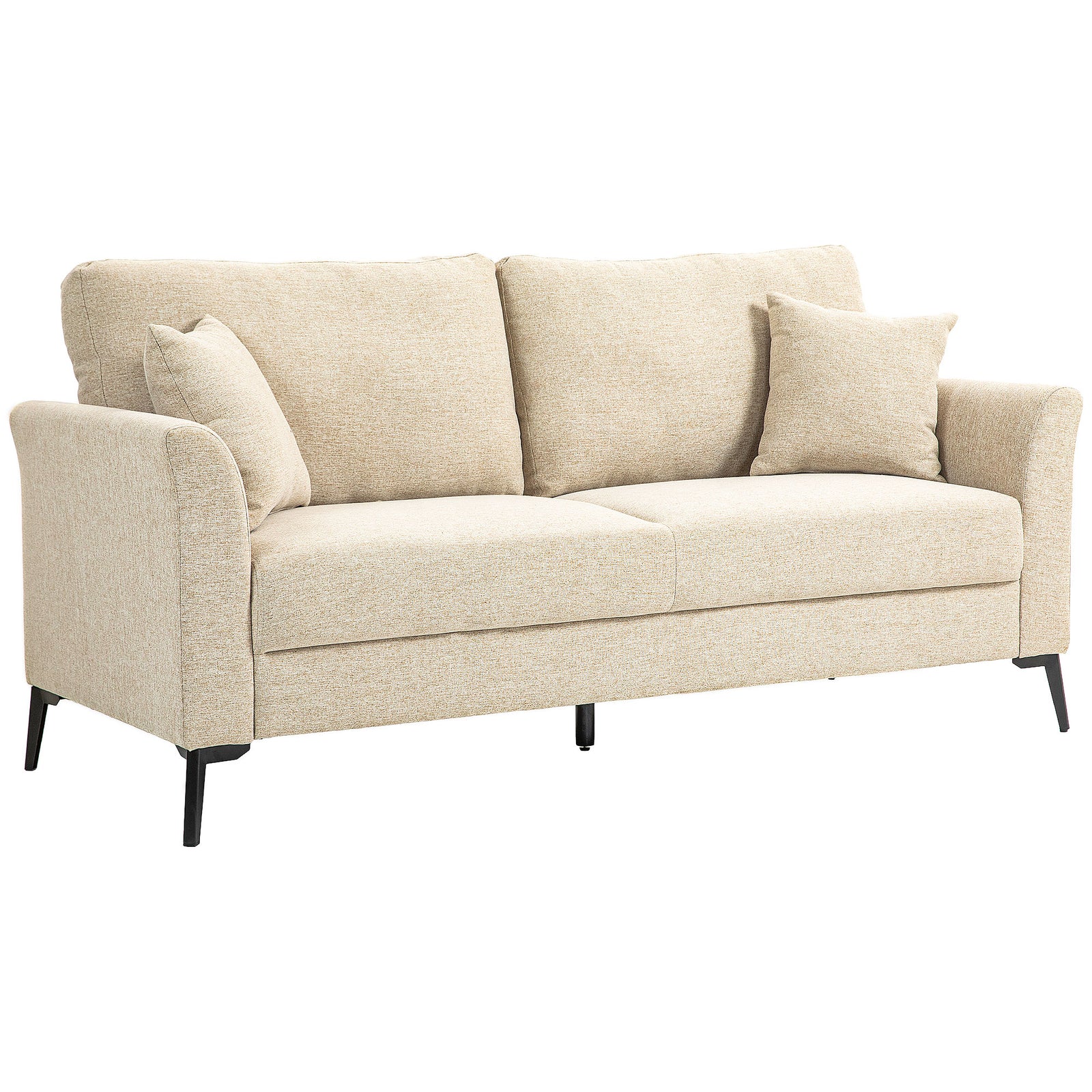 Linen Fabric Modern Sofa, Wood Frame, Beige