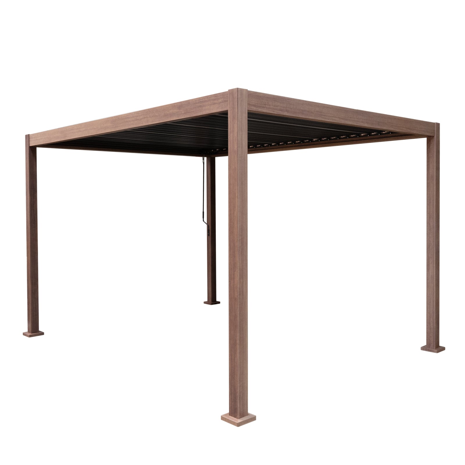 Wood Effect Aluminium Pergola | 4m x 3m | Brown
