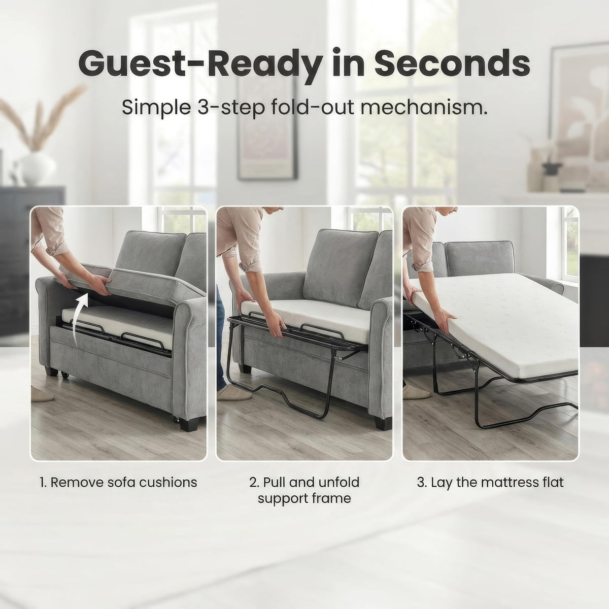 Ramy Corduroy Sofa Bed 2 Seater | Grey