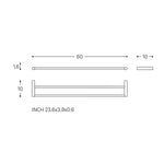 Double Towel Rack Matt Black Logic (60cm)