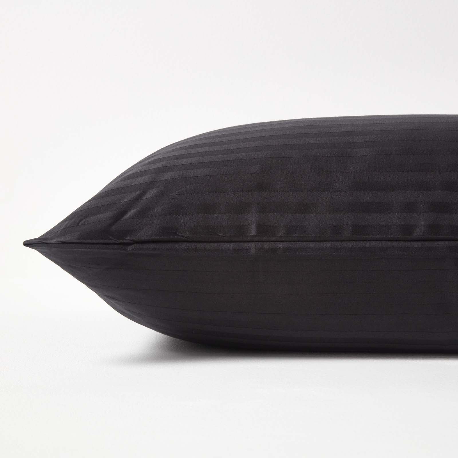 Egyptian Cotton Satin Stripe Housewife Pillowcase 330 Tc | King Pillow Case | Black