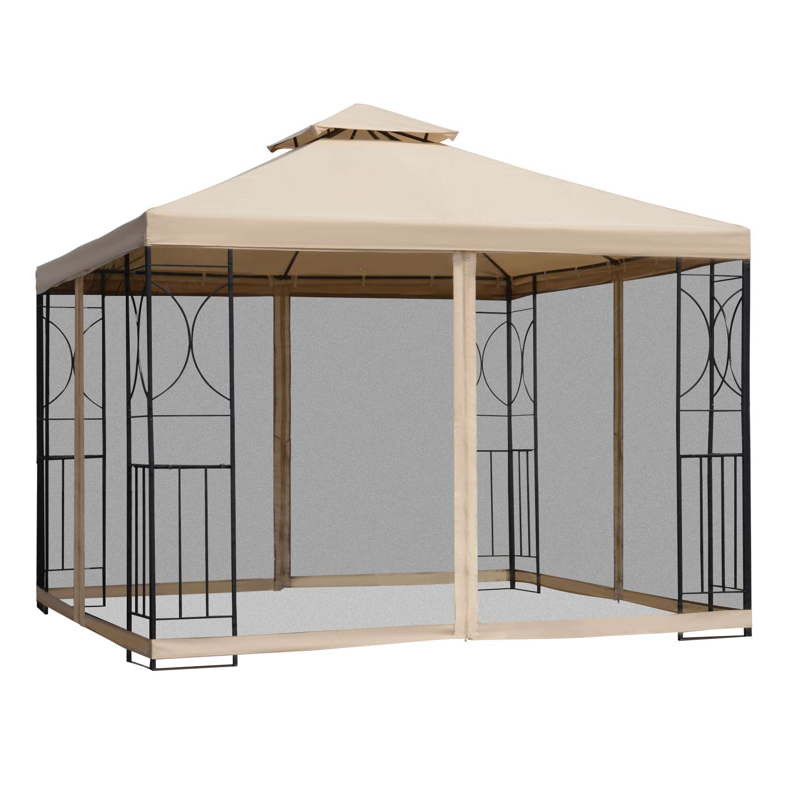 3x3metre Gazebo Patio Pavilion Canopy Tent W/ Netting Shelf