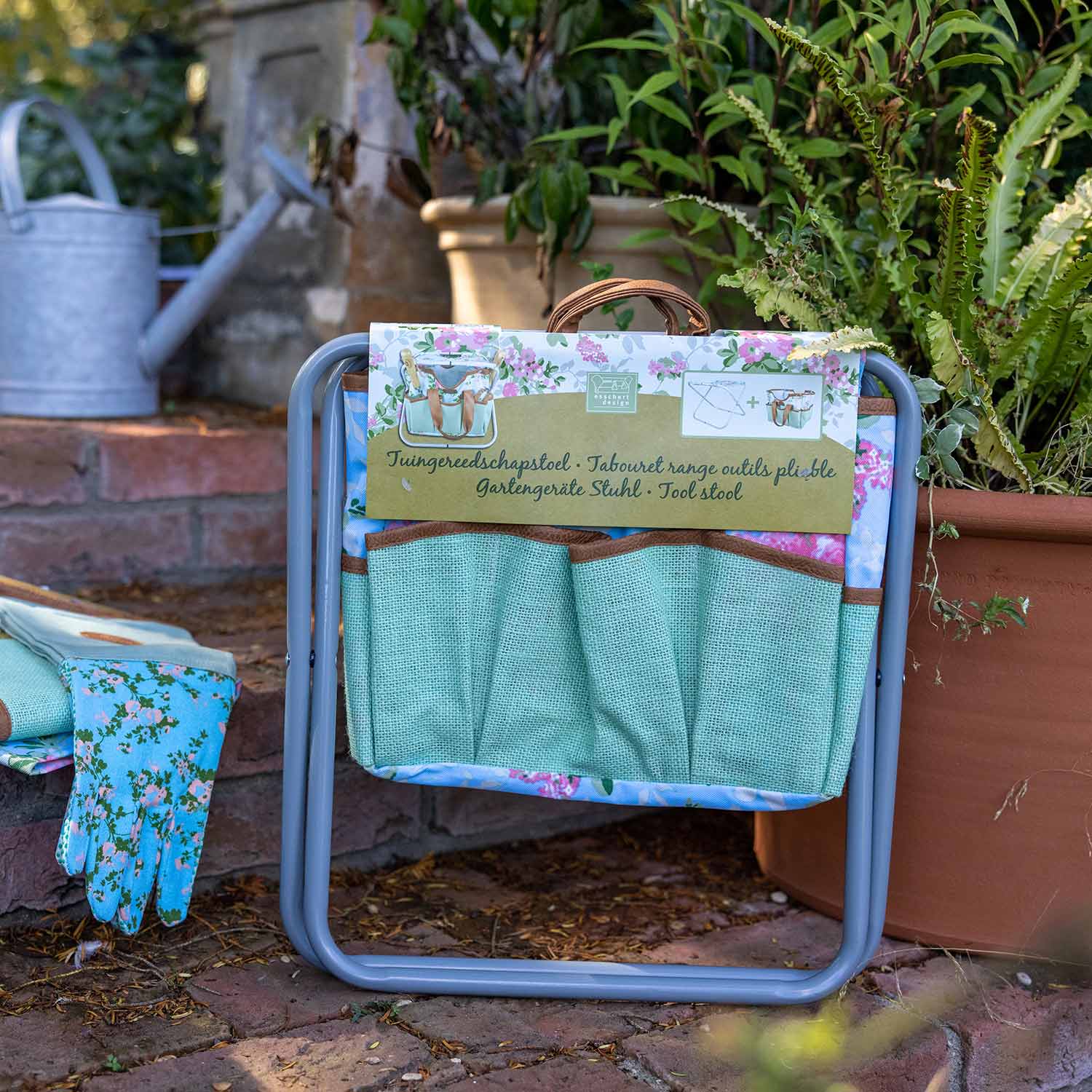 Floral Tool Stool - Foldable Seat With Detachable Jute Tote | Rose