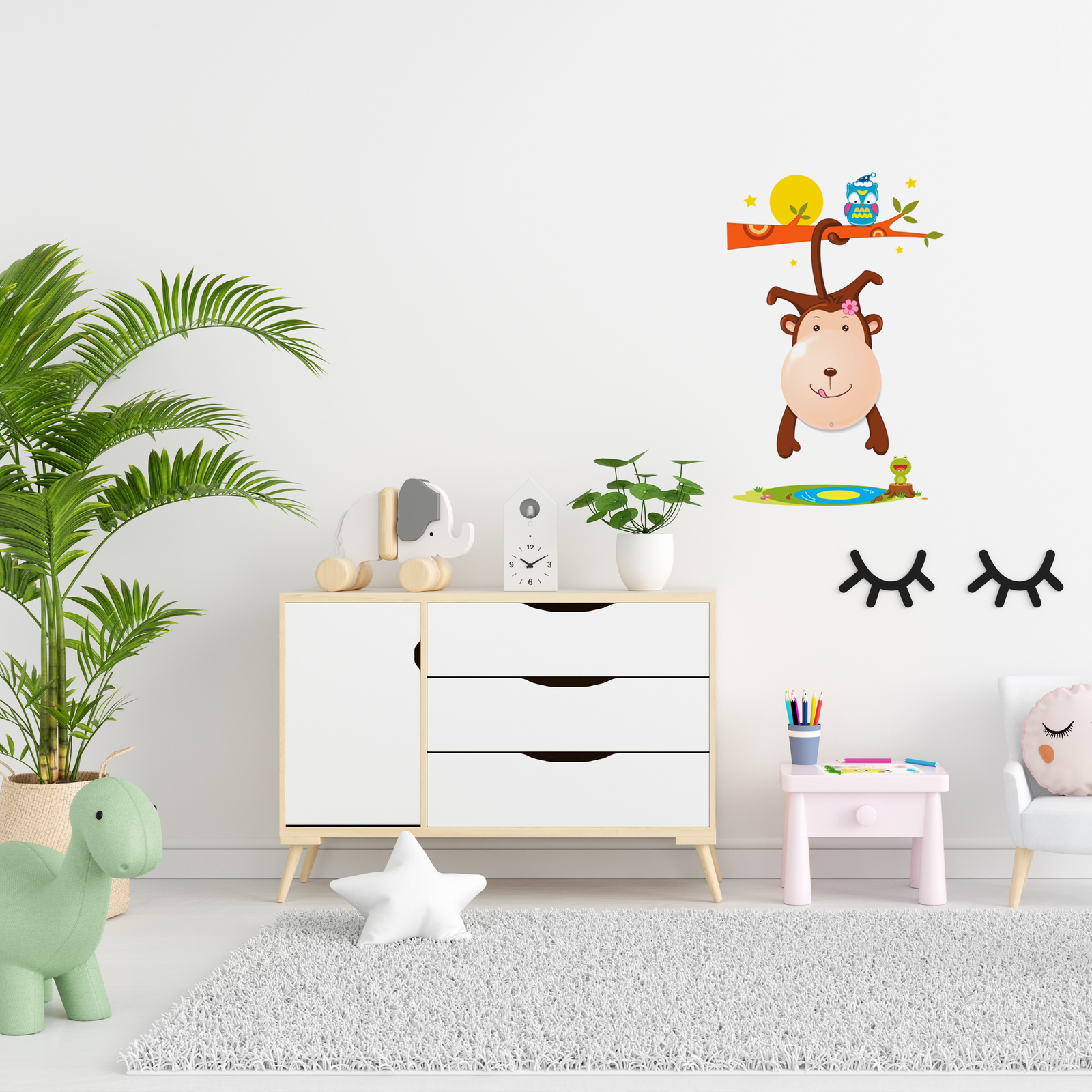 Monkey Led Childrens Lamp Charming Fun Night Light Ultra Low Consumption 0.6w Colourful Wall Decals Create A 3d Effect