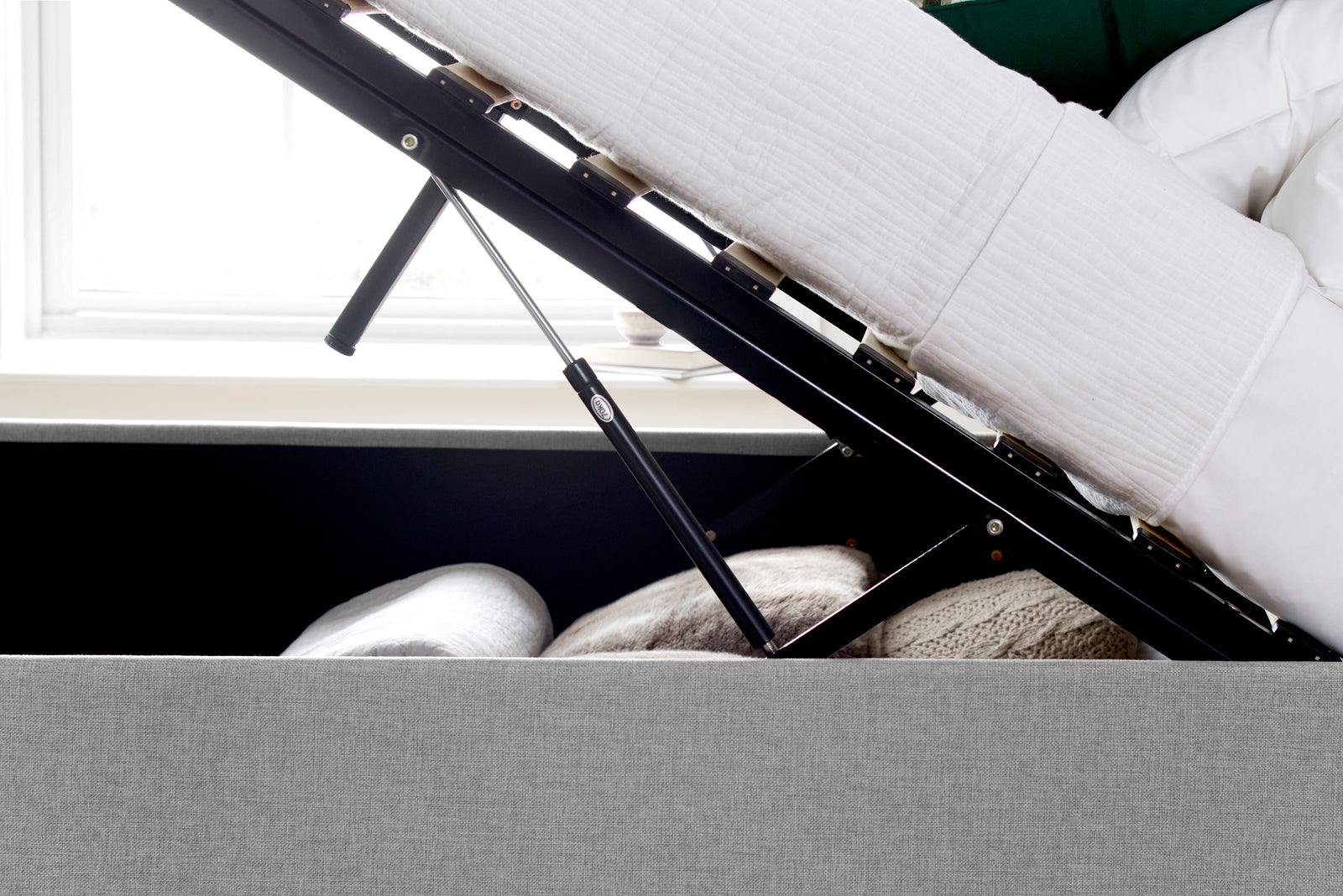 Wilson Fabric Ottoman Bed | Double | Grey