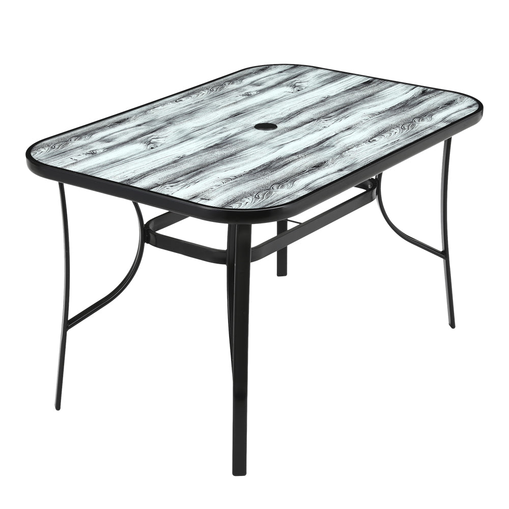 Garden Tempered Glass White Wood Grain Coffee Table - 120w X 80d X 72h Cm | Medium | White