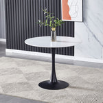 90cm Dia X 75cm Hmodern Round Wooden Table With Metallic Base | 0.9m | White