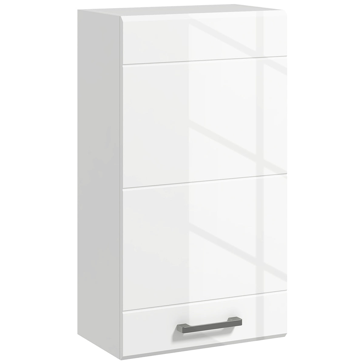 kleankin Bathroom Wall Cabinet, High Gloss Soft-close Storage Cabinet, White