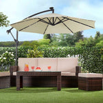 Solar LED Cantilever Parasol | Cream