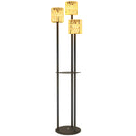 3-light Solar Rattan Floor Lamp W/ Shelf, Auto On/off