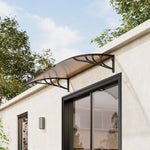 1-2.7m Curved Outdoor Door Window Awning Canopy - Transparent Brown PET Plastic Elegant Sun Rain Cover | Medium | Brown