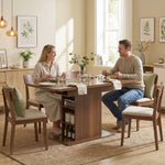 Extendable Dining Table For 4-6, Kitchen Table With Shelves | Brown