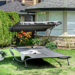 Double Hammock Swing Lounger W/ Canopy & Pillows | Grey