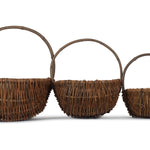 Wicker Oval Unpeeled Willow Garden Trug | Set-of-3 | Brown