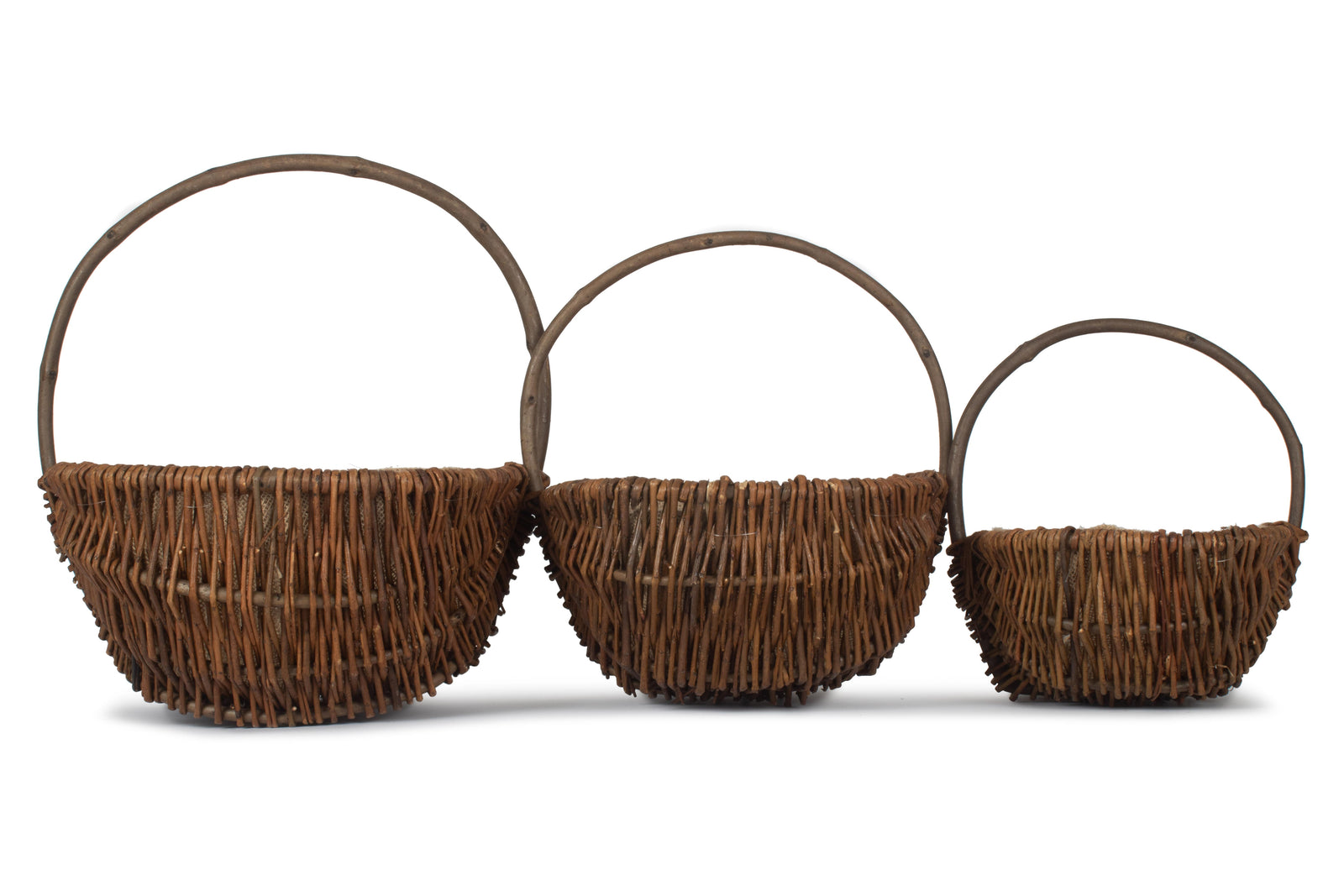 Wicker Oval Unpeeled Willow Garden Trug | Set-of-3 | Brown