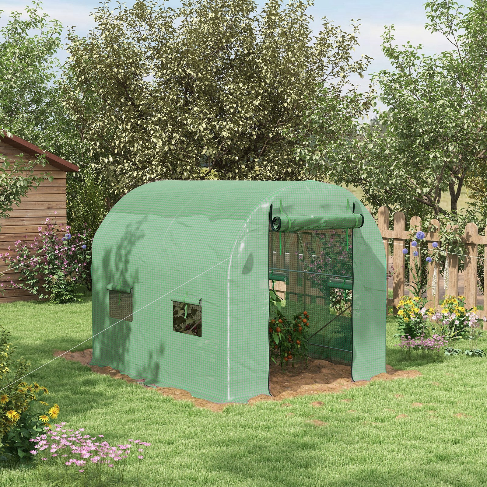 Walk-in Polytunnel Greenhouse 2.5x2m - Green