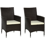 Outdoor Rattan Armchair Wicker Dining Chair Set For Garden | Set-of-2 | Brown