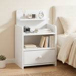 HOMCOM Bedside Cabinet With Drawer And Shelf For Living Room, White