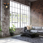 Ulf Hand Made Pendant Lamp Matt Black Cage Natural Wood Rugged Industrial Chic