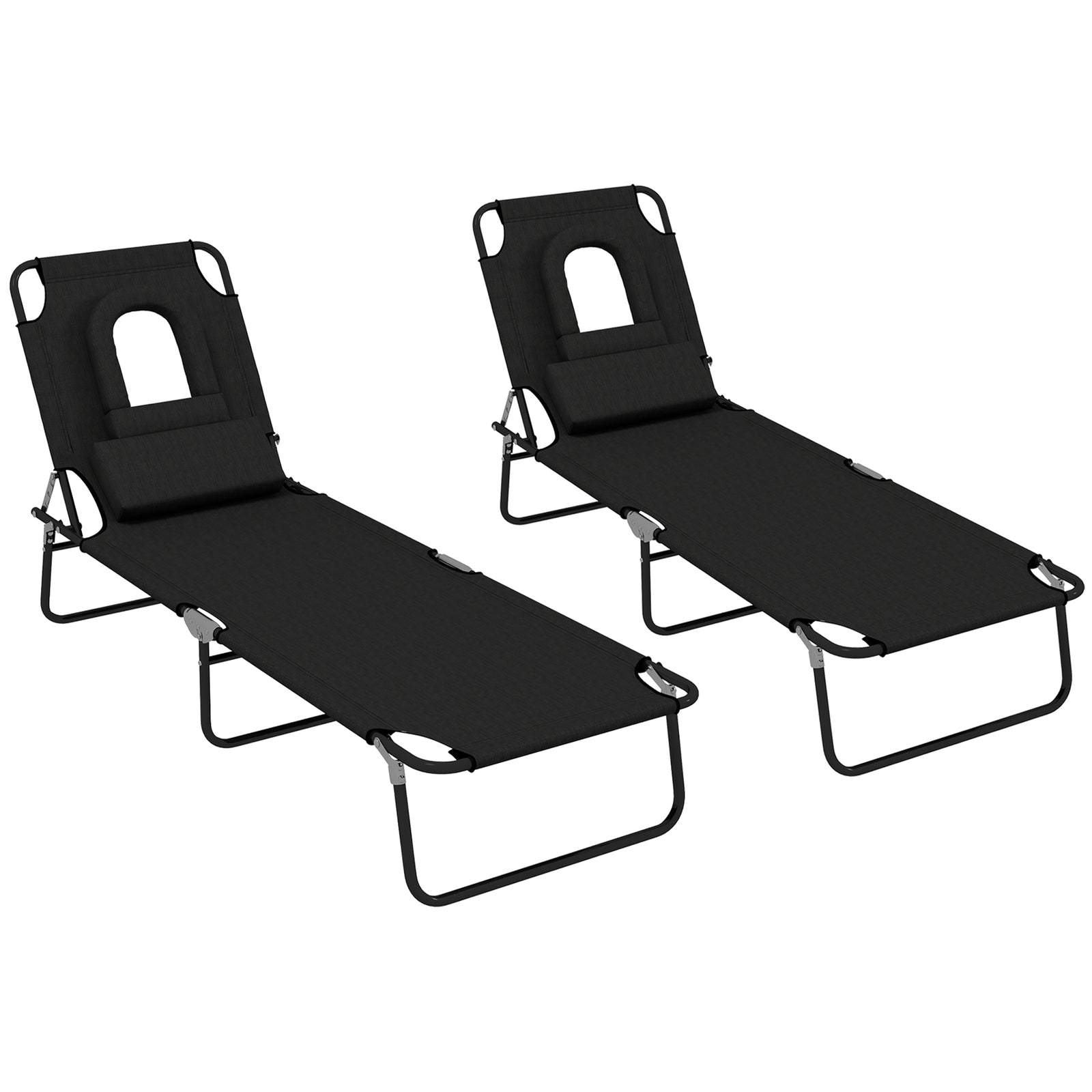 Set Of 2 Sun Lounger Recliner Chairs | Set of 2 | Black
