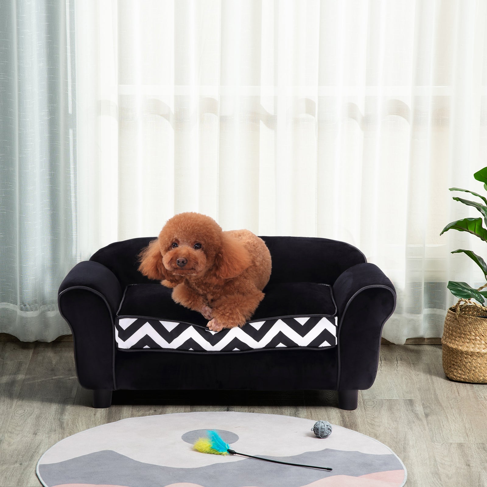 Dog Sofa Cat Couch Bed For Xs Dogs W/ Removable Sponge Cushion | Black