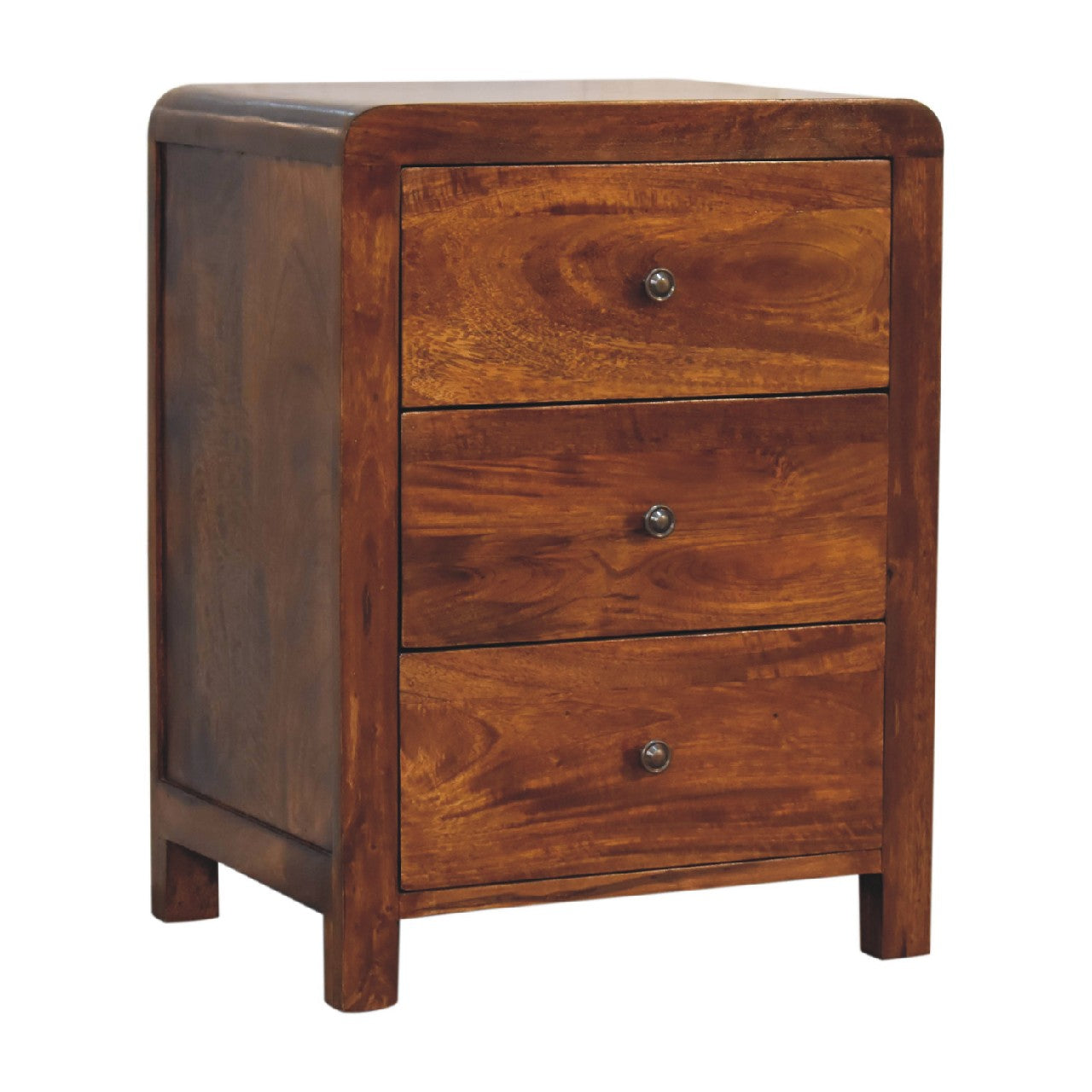 Solid Wood Aspen 3 Drawer Bedside