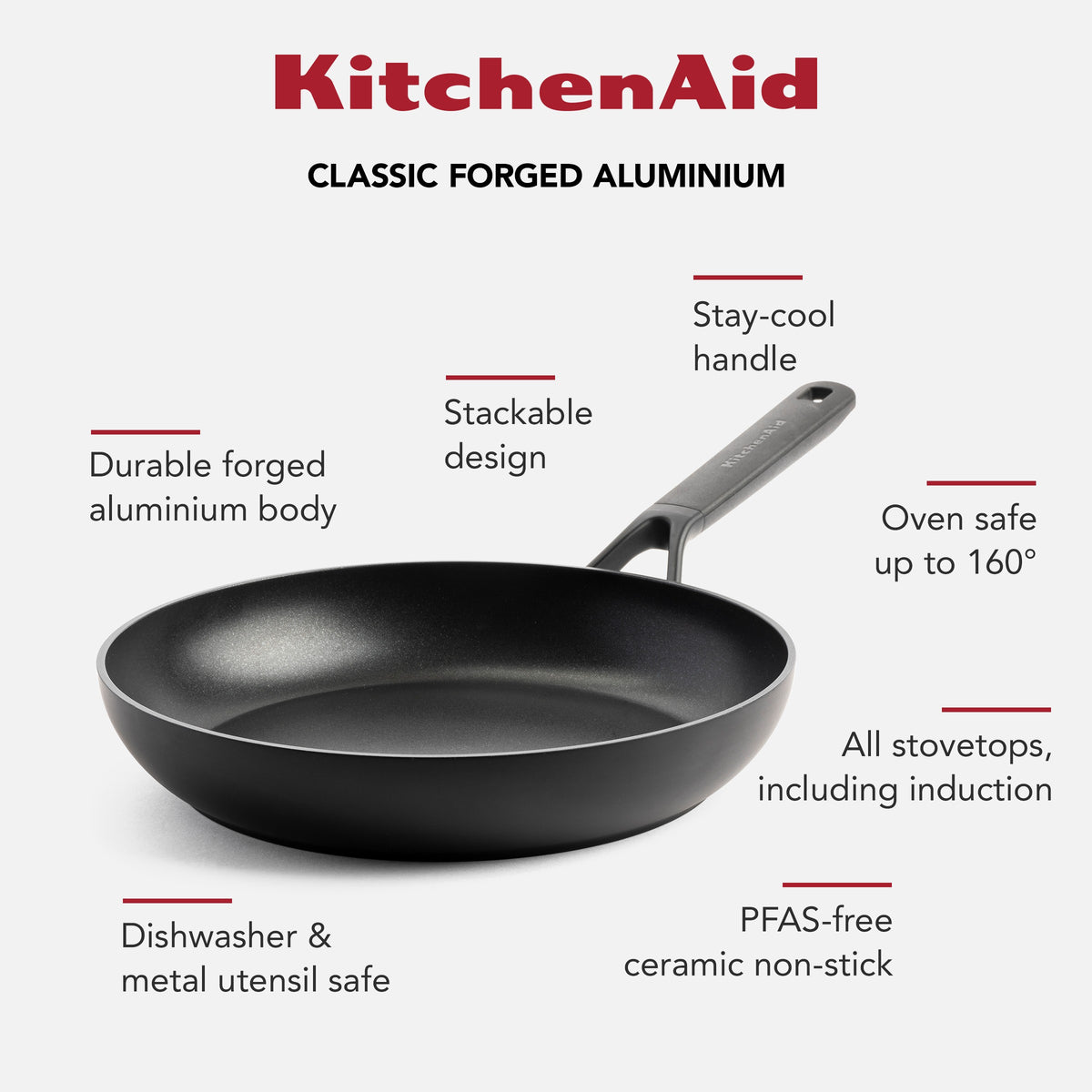 KitchenAid Cookware Forged Aluminium Frying Pan, Pfas-free Non-stick