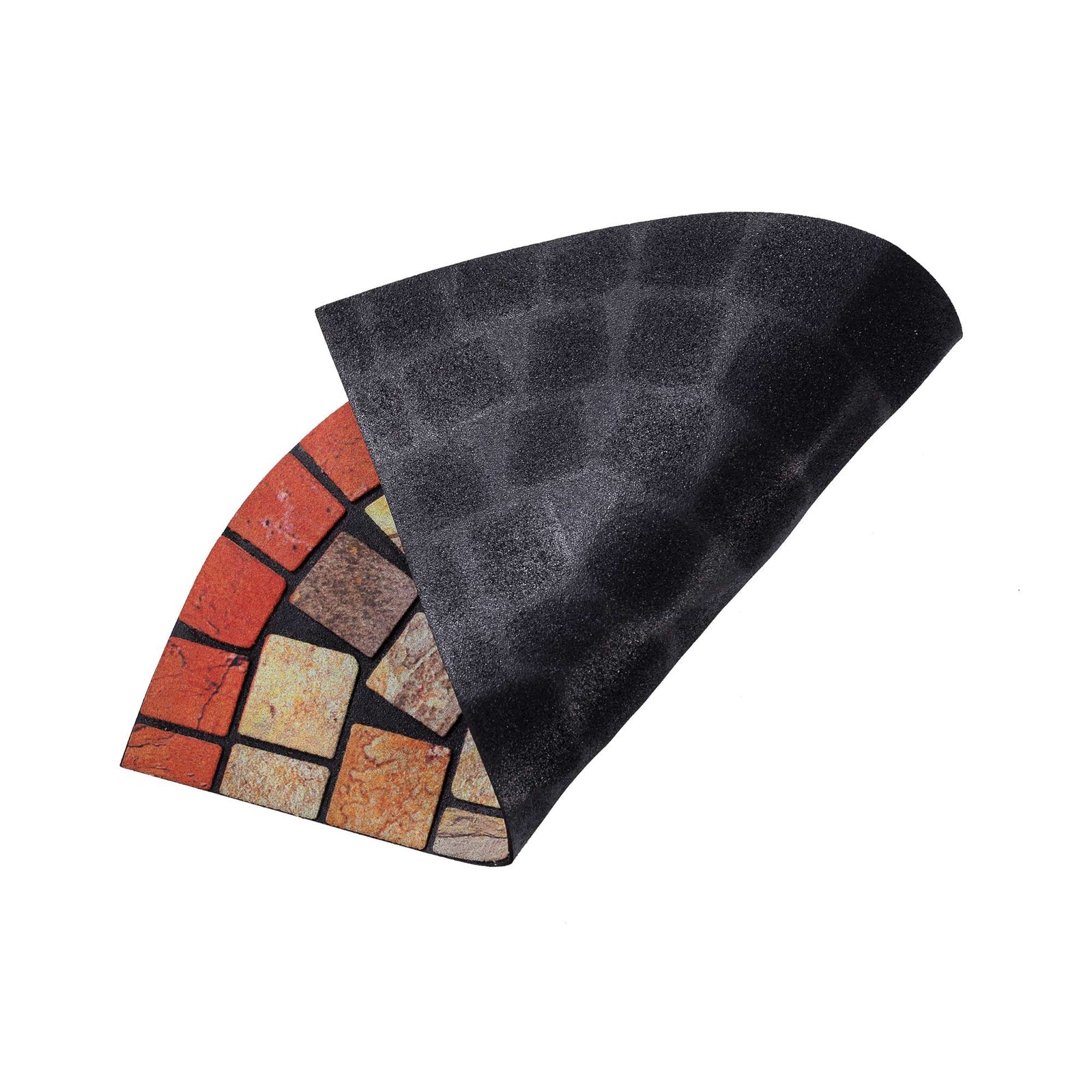 Elegant Tile Effect Halfmoon Doormat | Red