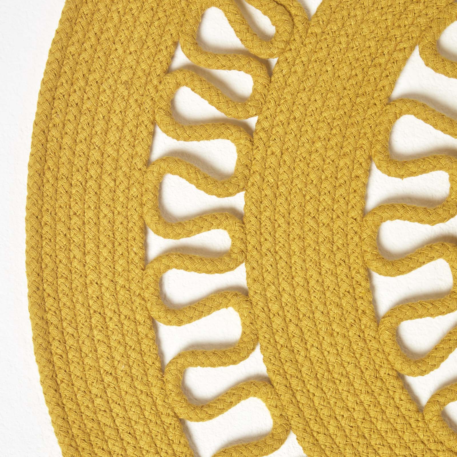 Crochet Braided Round Rug | 90cm | Mustard