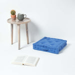 Rajput Ribbed Cotton Floor Cushion | 40cm x 40cm | Blue