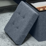 Foldable Sherpa Fleece Storage Ottoman, 38 x 38 x 38cm | Blue