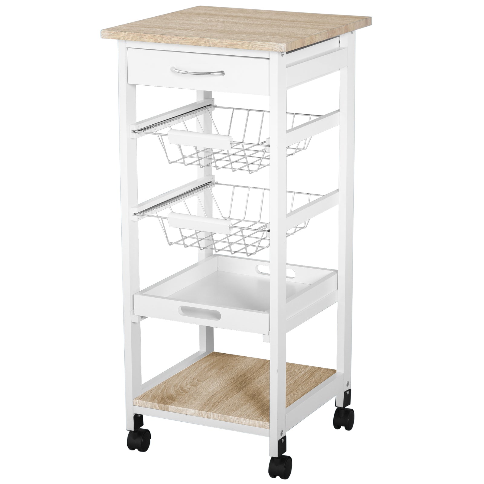 Rolling Kitchen Island With Metal Baskets
