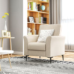 Linen Fabric Modern Sofa, Wood Frame, Beige