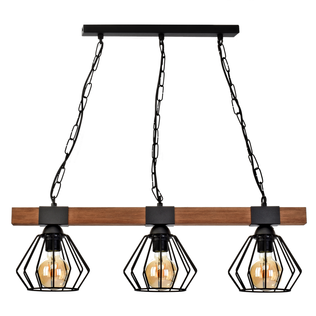 Ulf Hand Made Wall Lamp Matt Black Cage Natural Wood Rugged Industrial Chic