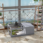 Tortoise House W/ Mesh Roof, Small Pet Reptile Wooden House - Grey