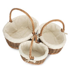 Red Hamper Oval Unpeeled Willow Shopping Basket With White Cotton Lining