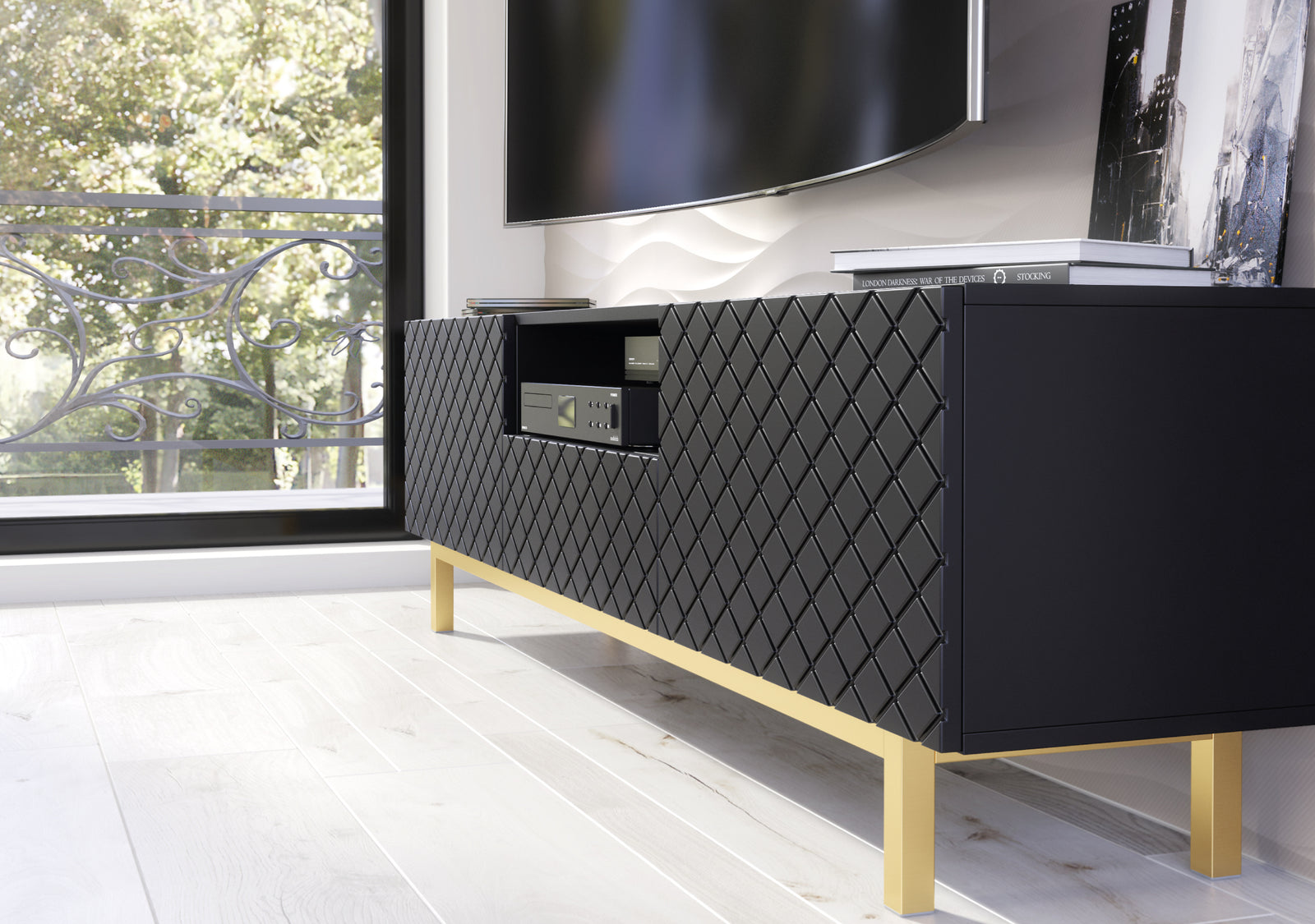Diamond Luxe Tv Unit 180cm - Deco | Black
