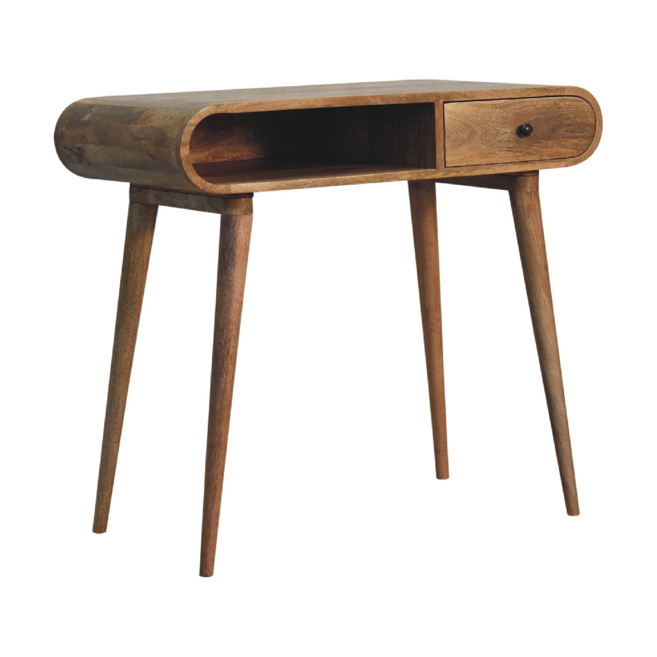 Artisan Furniture Solid Wood Curved Oak-ish Writing Desk
